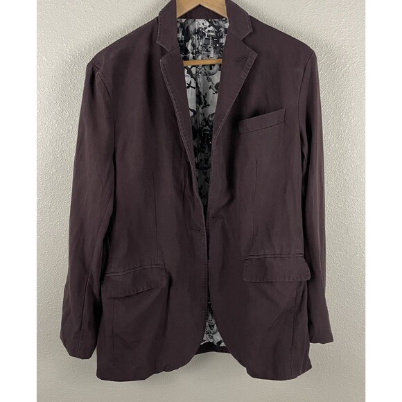 Bourbon Summer Cartoon Crisis Mens 38 Purple Tencel Japanese Linen Silk Lined
